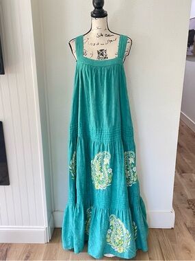 Anthropologie Felicity Maxi Dress with Lime Paisley Accents